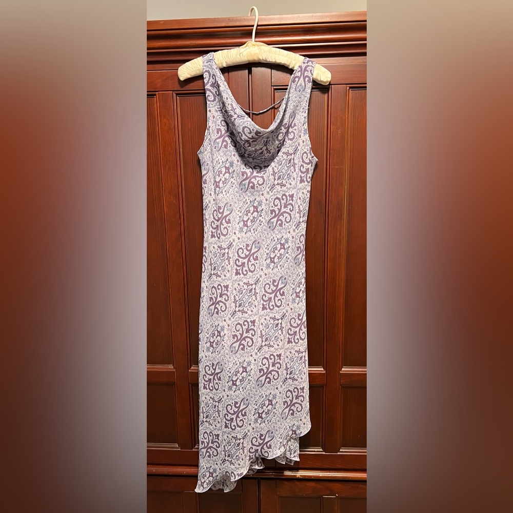 Sweet lilac pasley summer slip dress with cowl neck